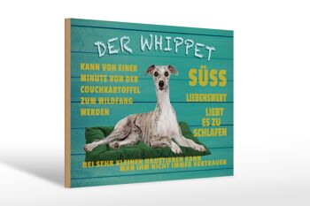 Panneau en bois disant 30x20cm le chien whippet sweet vaut la peine d'être vécu 1