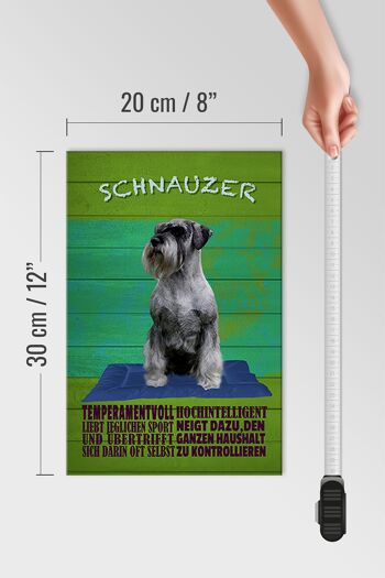 Panneau en bois disant 20x30cm Chien Schnauzer fougueux 4