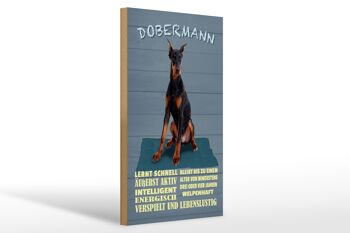 Panneau en bois indiquant 20x30cm Doberman apprend vite comme un chien 1