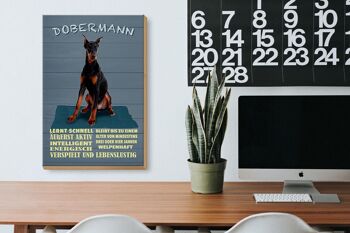 Panneau en bois indiquant 20x30cm Doberman apprend vite comme un chien 3