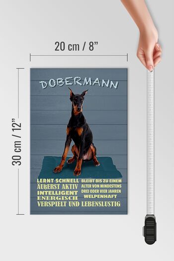 Panneau en bois indiquant 20x30cm Doberman apprend vite comme un chien 4