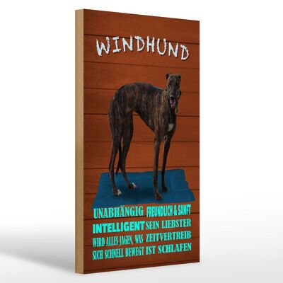 Wooden sign saying 20x30cm greyhound dog intelligent gentle