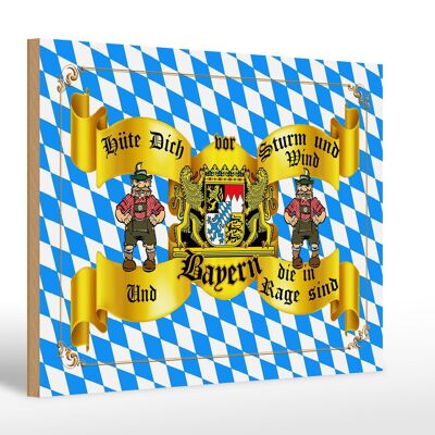 Cartello in legno 30x20 cm con scritta "Attenzione al vento tempestoso" Baviera