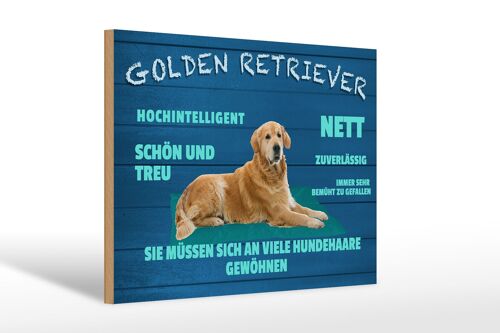 Holzschild Spruch 30x20cm Golden Retriever Hund nett treu