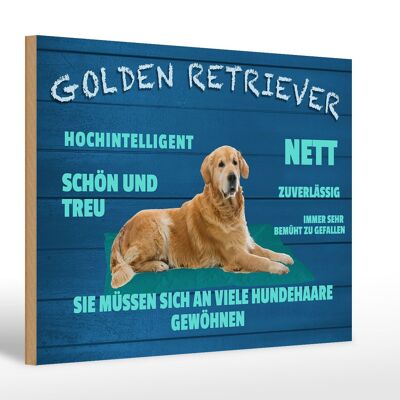 Holzschild Spruch 30x20cm Golden Retriever Hund nett treu