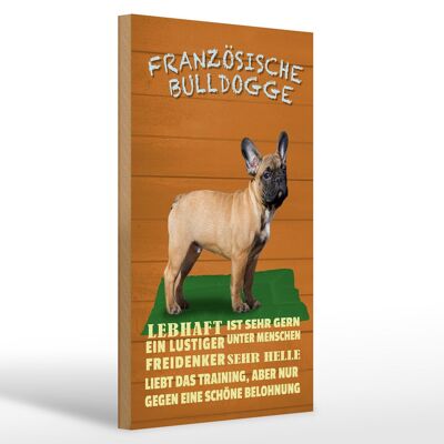 Cartel de madera que dice Perro Bulldog Francés 20x30cm