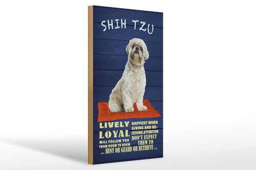 Holzschild Spruch 20x30cm Shih Tzu Hund lively loyal