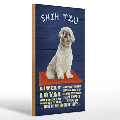 Holzschild Spruch 20x30cm Shih Tzu Hund lively loyal