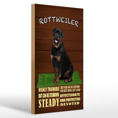 Panneau en bois indiquant un chien Rottweiler de 20x30 cm hautement dressable