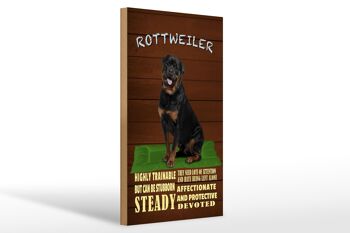 Panneau en bois indiquant un chien Rottweiler de 20x30 cm hautement dressable 1