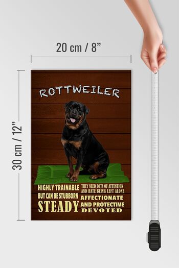 Panneau en bois indiquant un chien Rottweiler de 20x30 cm hautement dressable 4