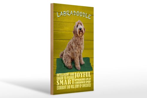 Holzschild Spruch 20x30cm Labradoodle Hund will jump up