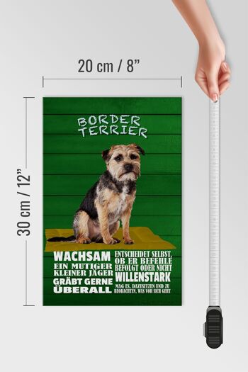 Panneau en bois indiquant l'alerte chien Border Terrier 20x30cm 4