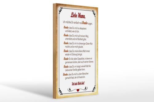 Holzschild Spruch 20x30cm liebe Mama Ich hab dich lieb