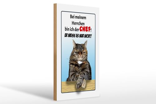 Holzschild Spruch 20x30cm Katze bei meinem Herrchen Chef