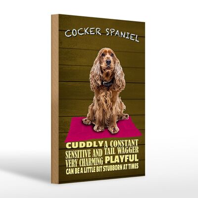 Cartel de madera que dice perro Cocker Spaniel 20x30 cm tierno