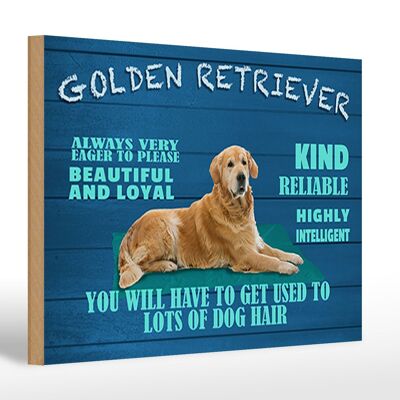 Letrero de madera que dice perro Golden Retriever 30x20cm muy ansioso