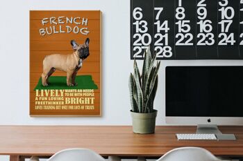 Panneau en bois disant 20x30cm Bouledogue Français chien animé 3