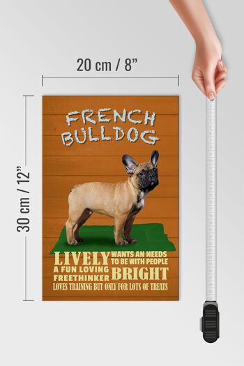 Panneau en bois disant 20x30cm Bouledogue Français chien animé 4