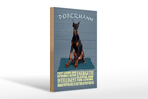 Holzschild Spruch 20x30cm Dobermann Hund fast learn and