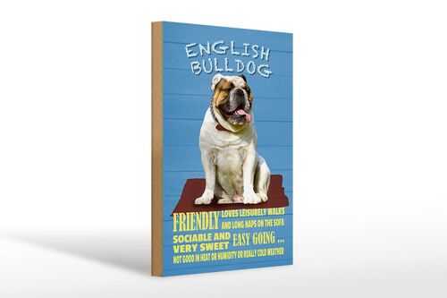 Holzschild Spruch 20x30cm English Bulldog Hund friendly