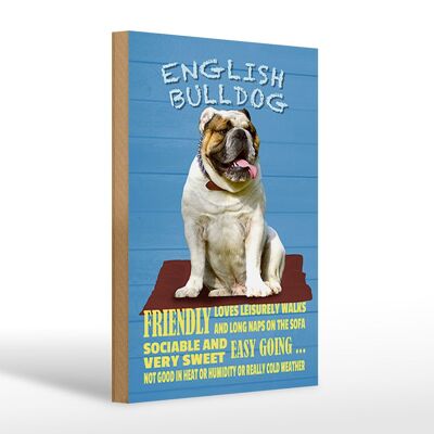 Holzschild Spruch 20x30cm English Bulldog Hund friendly