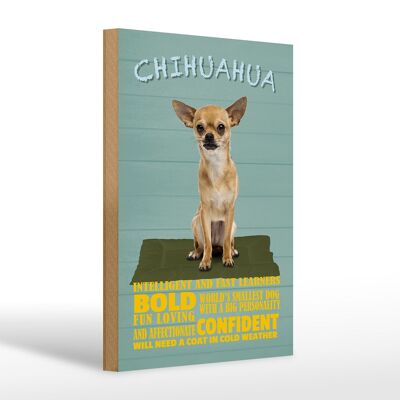 Cartello in legno con scritta 20x30 cm Cane Chihuahua audace fiducioso