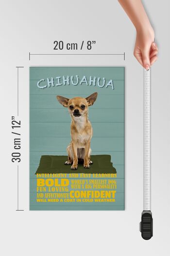 Panneau en bois disant 20x30cm Chien Chihuahua audacieux confiant 4
