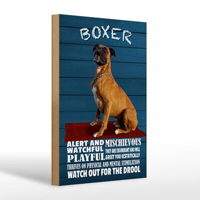 Holzschild Spruch 20x30cm Boxer Hund watchful playful