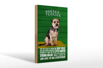 Panneau en bois indiquant 20x30cm Border Terrier Dog a very bold 1