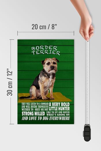 Panneau en bois indiquant 20x30cm Border Terrier Dog a very bold 4