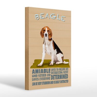 Letrero de madera que dice: Al perro Beagle de 20x30 cm le encanta seguir a cualquiera.