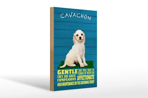 Holzschild Spruch 20x30cm Cavachon Hund gentle affectionat