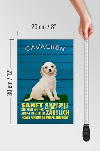 Panneau en bois disant 20x30cm Chien Cavachon tendrement tendre 4