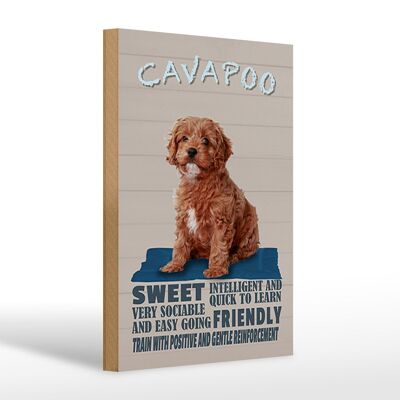 Cartello in legno con scritta 20x30 cm Cavapoo cane dolce amichevole