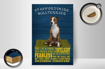 Panneau en bois indiquant 20x30cm, panneau bleu pour chien Staffordshire Bull Terrier 2
