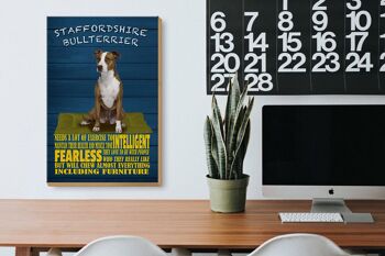 Panneau en bois indiquant 20x30cm, panneau bleu pour chien Staffordshire Bull Terrier 3