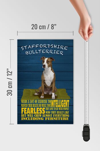 Panneau en bois indiquant 20x30cm, panneau bleu pour chien Staffordshire Bull Terrier 4