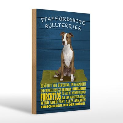 Cartel de madera que dice Perro Staffordshire Bull Terrier 20x30cm