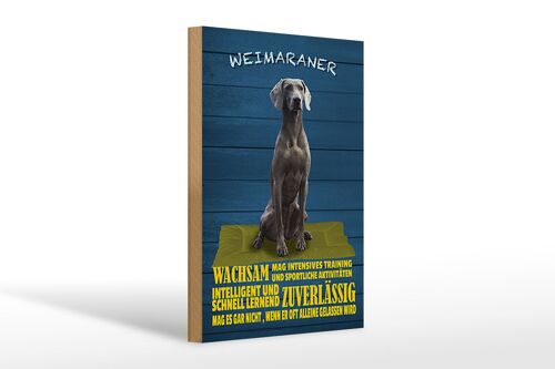 Holzschild Spruch 20x30cm Weimaraner Hund wachsam schnell