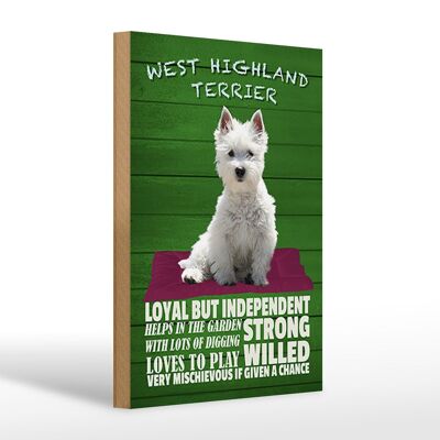 Cartello in legno con scritta 20x30 cm Cartello fedele al cane West Highland Terrier