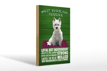 Panneau en bois indiquant le signe fidèle du chien West Highland Terrier, 20x30cm 1