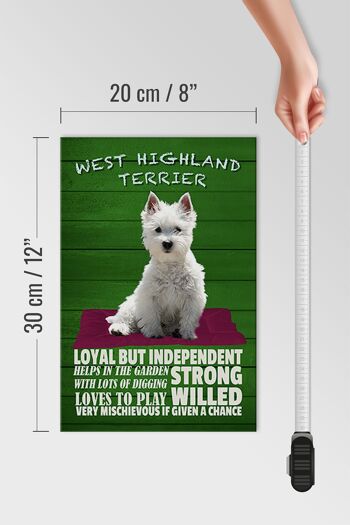 Panneau en bois indiquant le signe fidèle du chien West Highland Terrier, 20x30cm 4