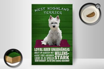 Panneau en bois disant 20x30cm West Highland Terrier chien fort 2