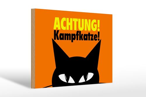 Holzschild Spruch 30x20cm Achtung Kampfkatze Katze