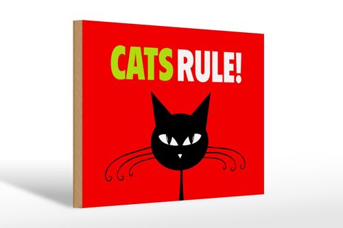 Holzschild Spruch 30x20cm Cats rule Katze