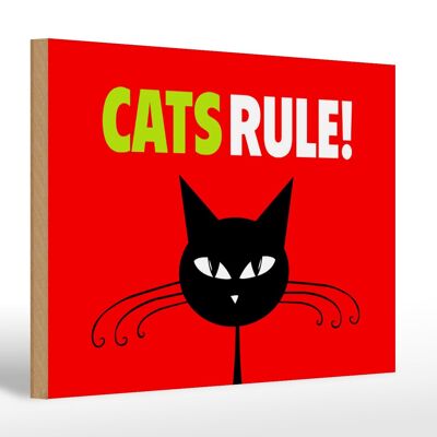 Holzschild Spruch 30x20cm Cats rule Katze