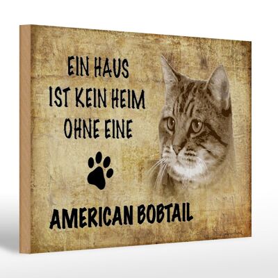 Cartel de madera que dice Bobtail americano 30x20 cm sin hogar