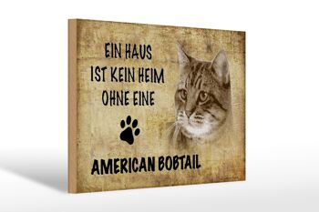 Panneau en bois indiquant 30x20cm American Bobtail sans maison 1