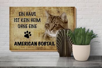 Panneau en bois indiquant 30x20cm American Bobtail sans maison 3